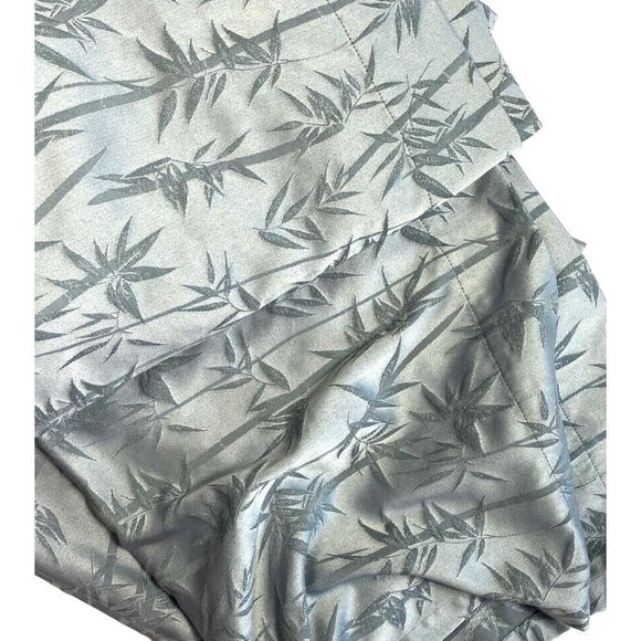 Vintage Set 8 Luxury Springs Curtains Panels Drapes Blue Bamboo Print Faux Silk - Picture 4 of 7